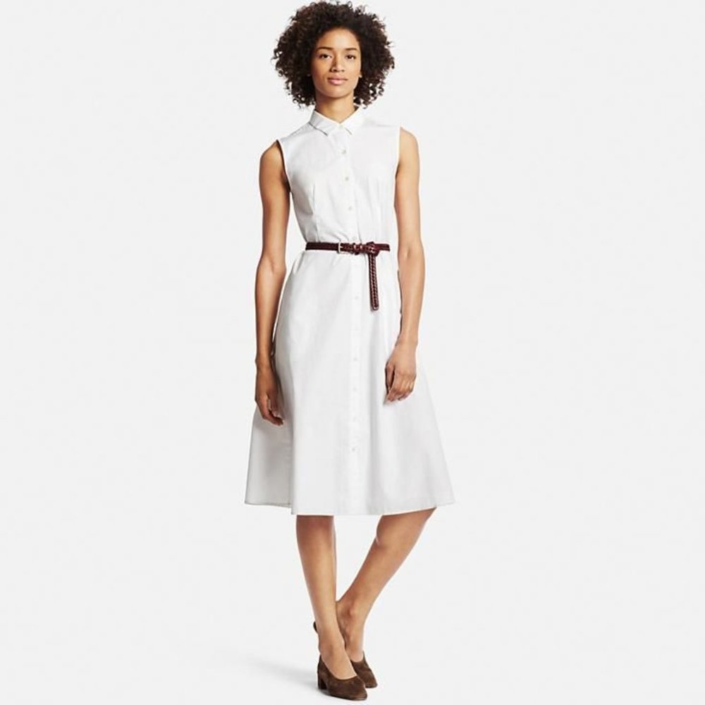 Uniqlo Crisp Cotton Sleeveless Midi Dress